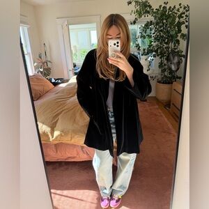 Vintage velvet mid length opera coat - iridescent lining